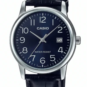 Reloj Casio MTP-V002L-1B Original – Clásico de Cuero Negro y Fechero