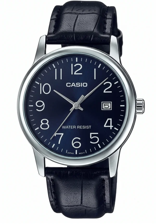 Reloj Casio MTP-V002L-1B Original – Clásico de Cuero Negro y Fechero