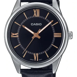 Reloj Casio MTP-V005L-1B5 Original – Clásico de Cuero Negro y Números Romanos